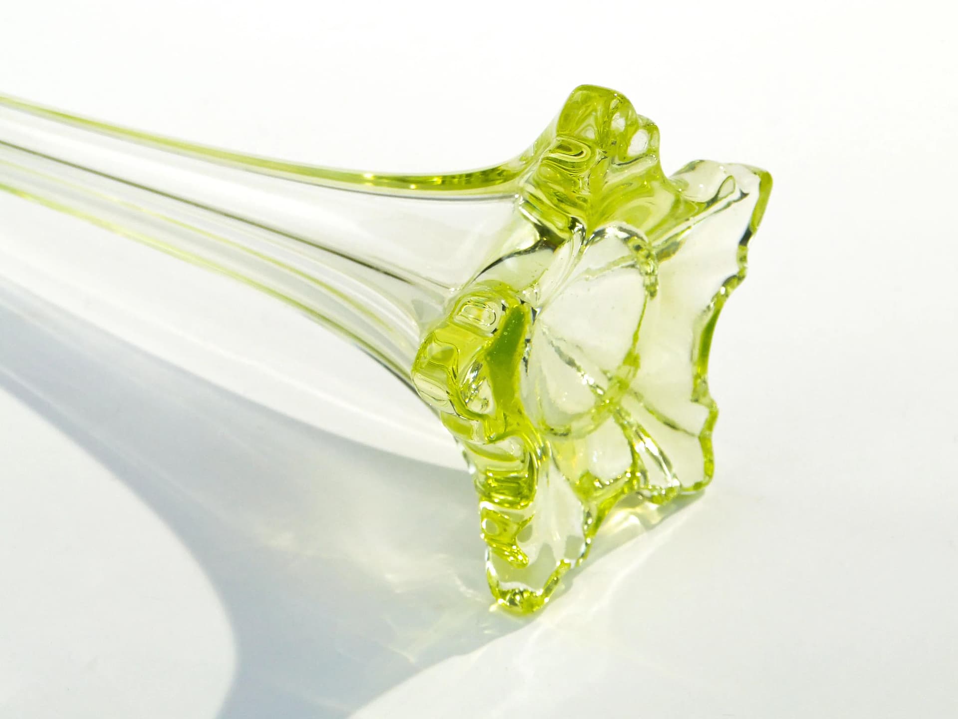 Flute Vase, Art Nouveau, light green uranium glass, Poland, 1920s - 15157
