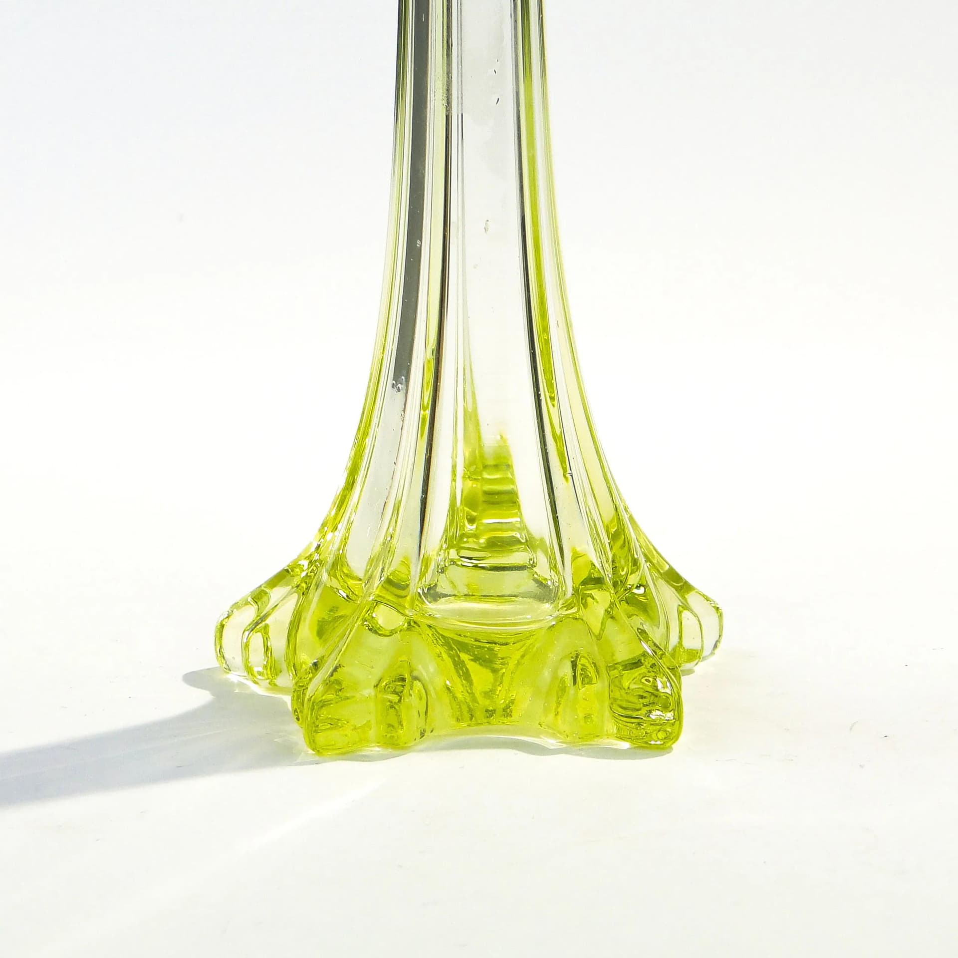 Flute Vase, Art Nouveau, light green uranium glass, Poland, 1920s - 15151