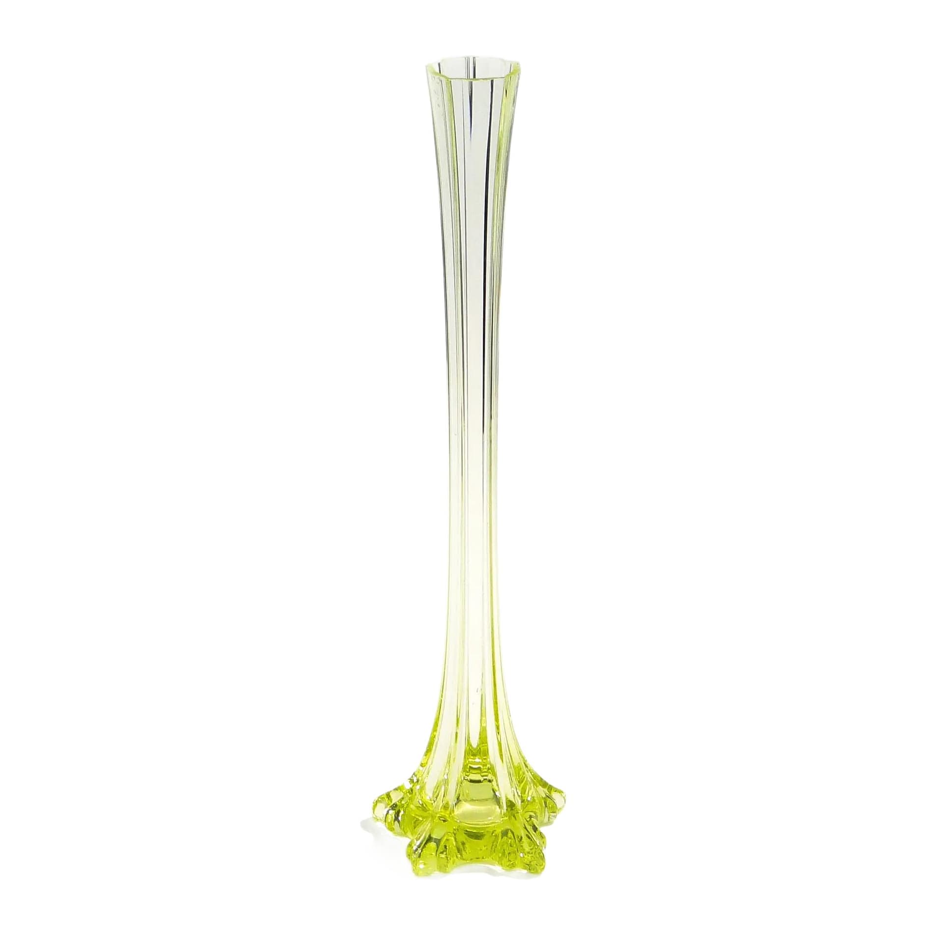 Flute Vase, Art Nouveau, light green uranium glass, Poland, 1920s