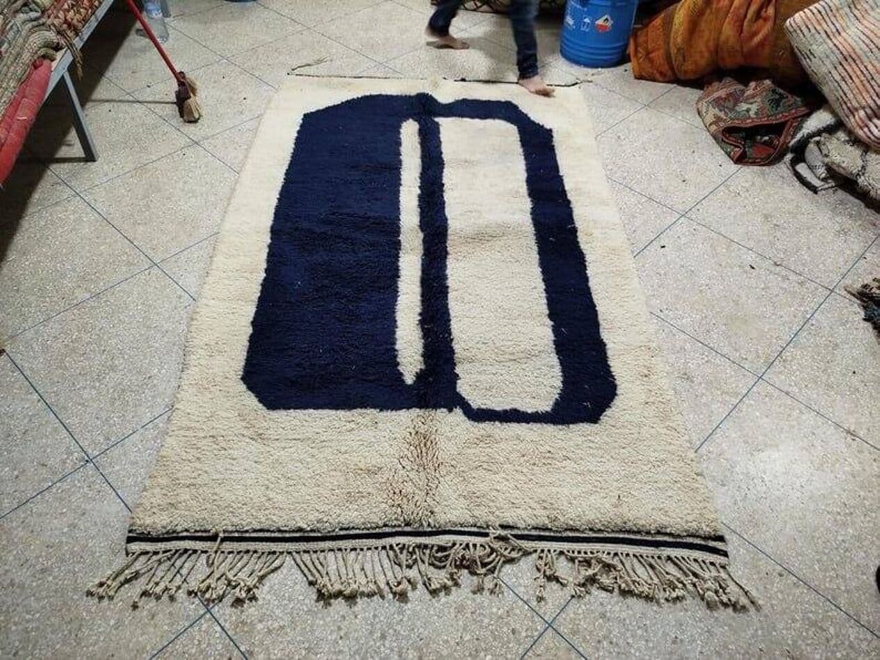 Ręcznie tkany dywan 100x200 cm, wełna, biały, Maroko - 208845