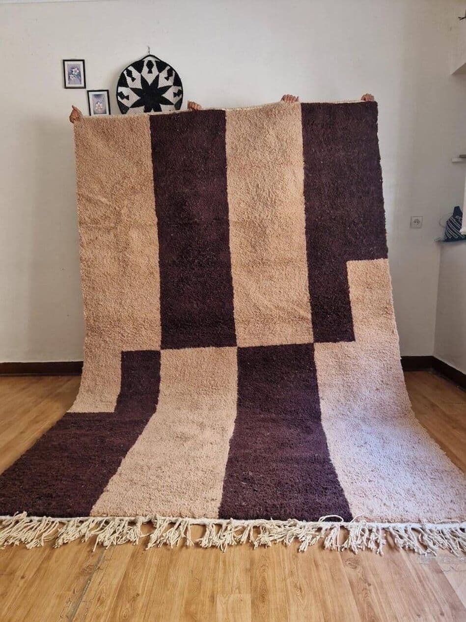 Handwoven rug 170x250 cm, wool, brown, beige - 208774