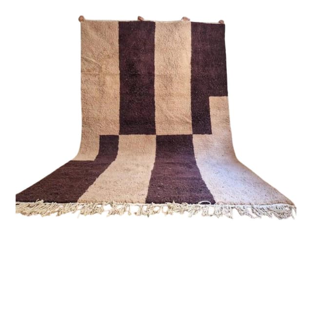 Handwoven rug 170x250 cm, wool, brown, beige - DIMENSION