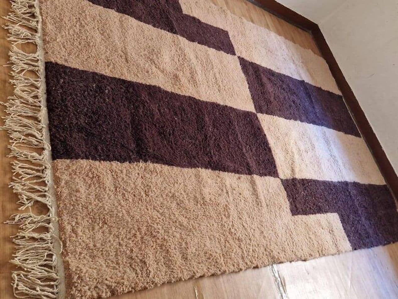 Handwoven rug 170x250 cm, wool, brown, beige - 208772