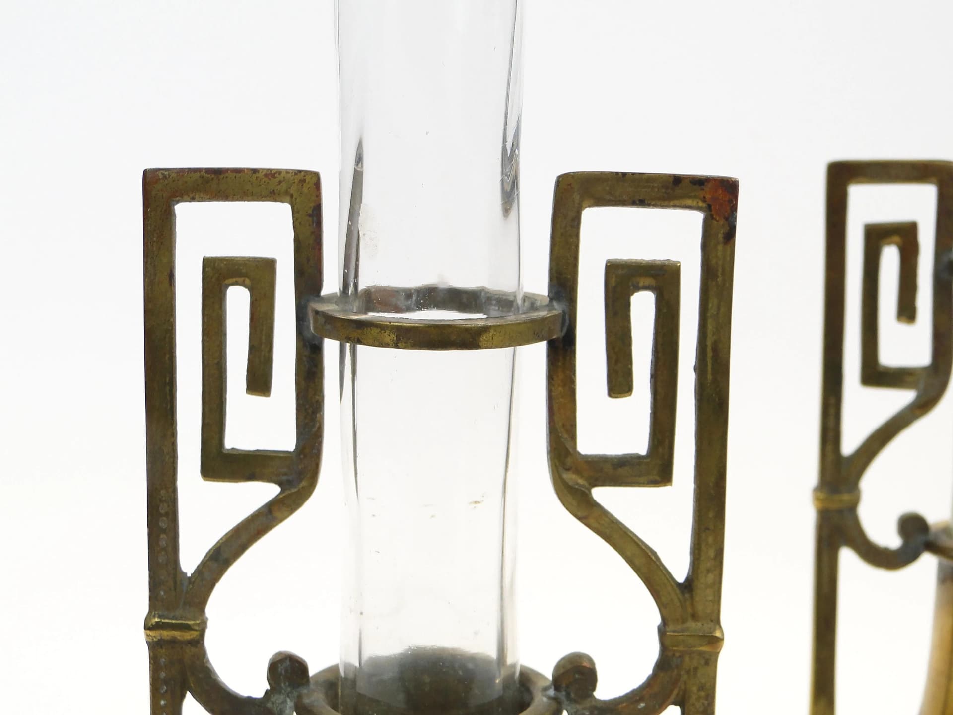 Brass Art Nouveau Vases with Glass Inserts, Austria-Hungary, 1900s - 15136