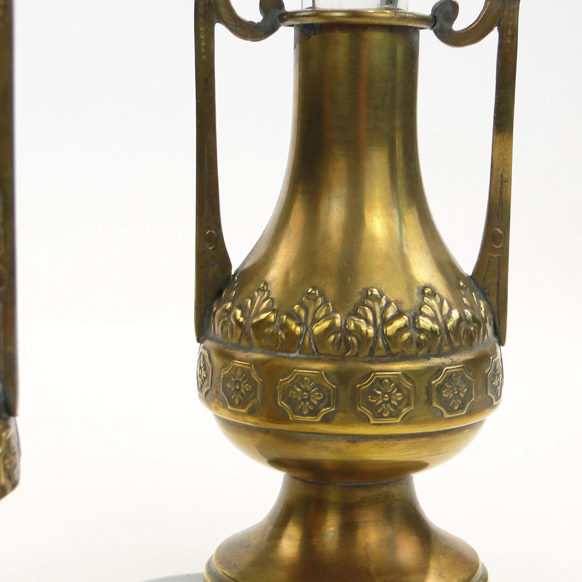 Brass Art Nouveau Vases with Glass Inserts, Austria-Hungary, 1900s - 15135