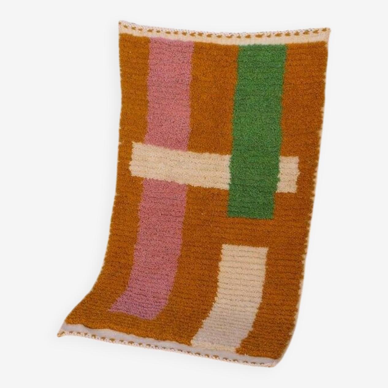 Handwoven rug 100x200 cm, wool, multicolour, Morocco - 208764