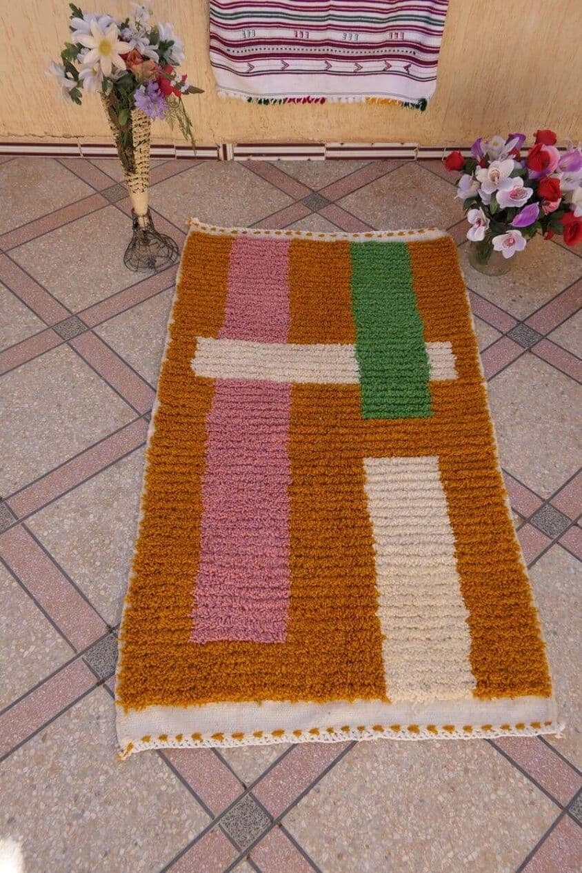 Handwoven rug 100x200 cm, wool, multicolour, Morocco - 208767