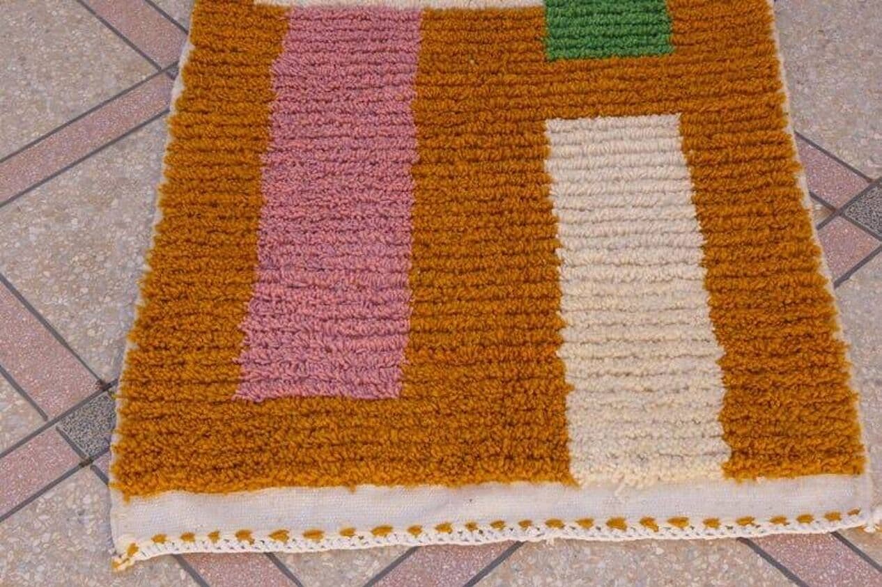 Handwoven rug 100x200 cm, wool, multicolour, Morocco - 208766