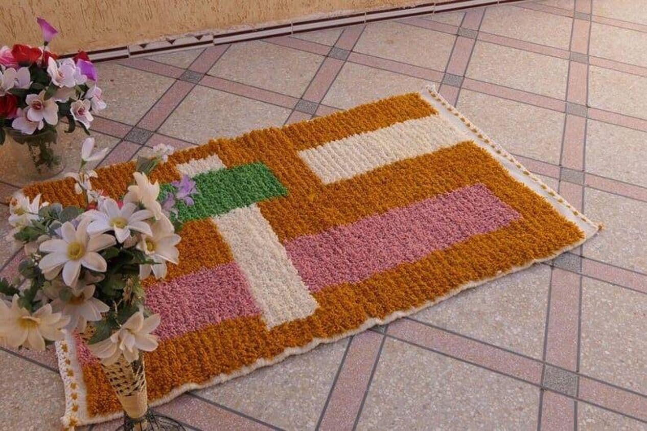 Handwoven rug 100x200 cm, wool, multicolour, Morocco - 208770