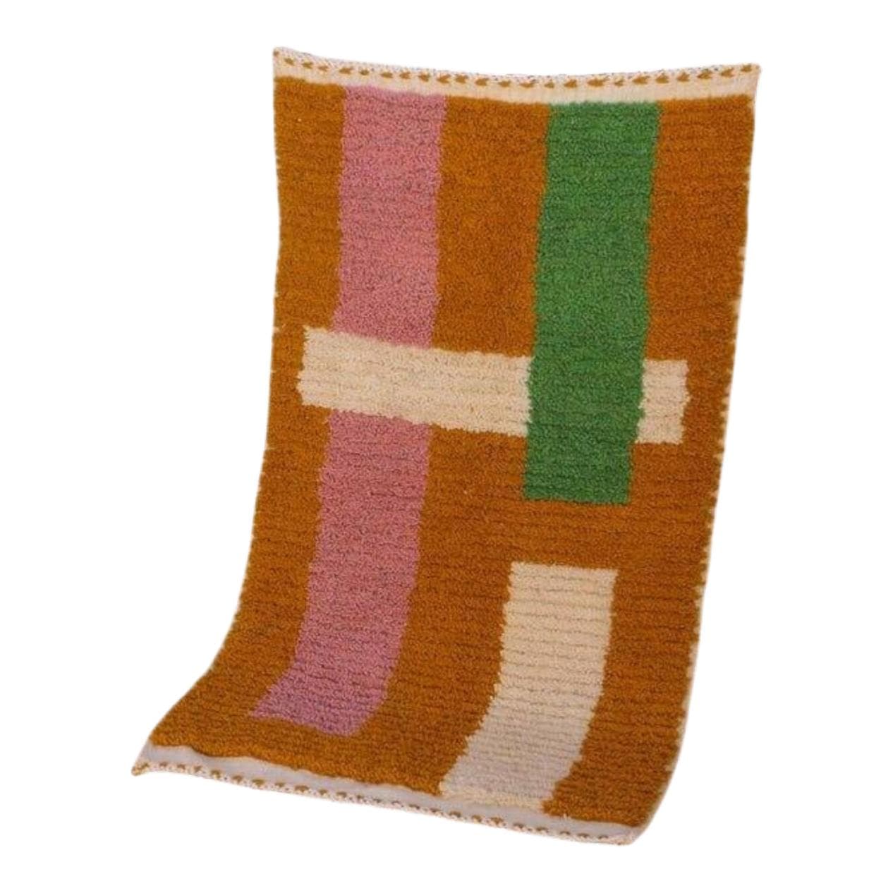 Handwoven rug 100x200 cm, wool, multicolour, Morocco