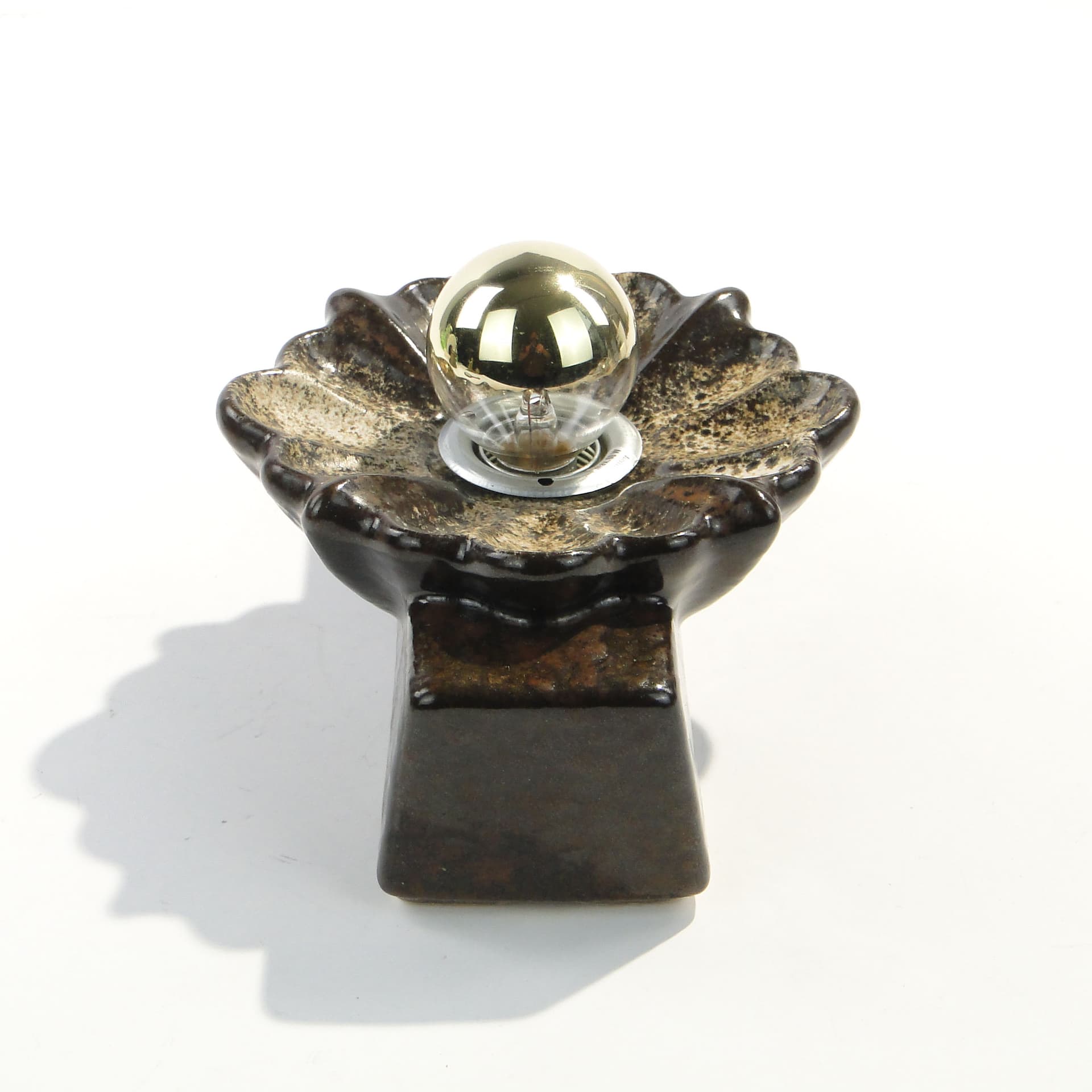 Wall sconce PAN, dark brown ceramic, gold metal, Germany, 1970s. - 1513