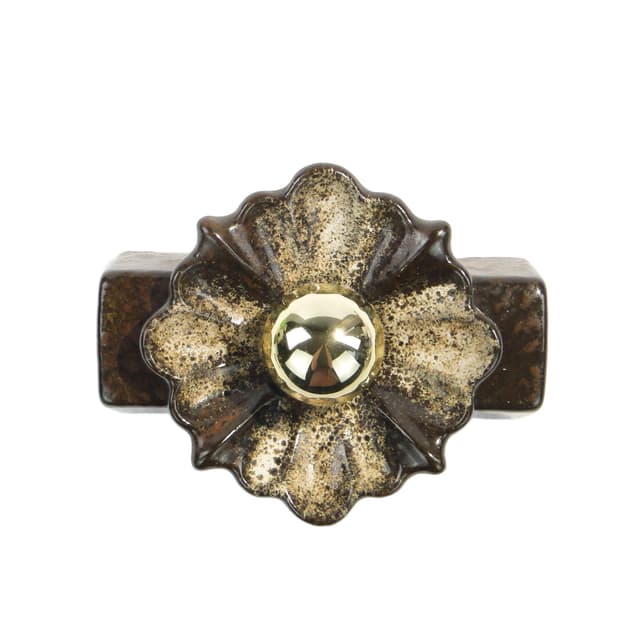 Wall sconce PAN, dark brown ceramic, gold metal, Germany, 1970s. - DIMENSION