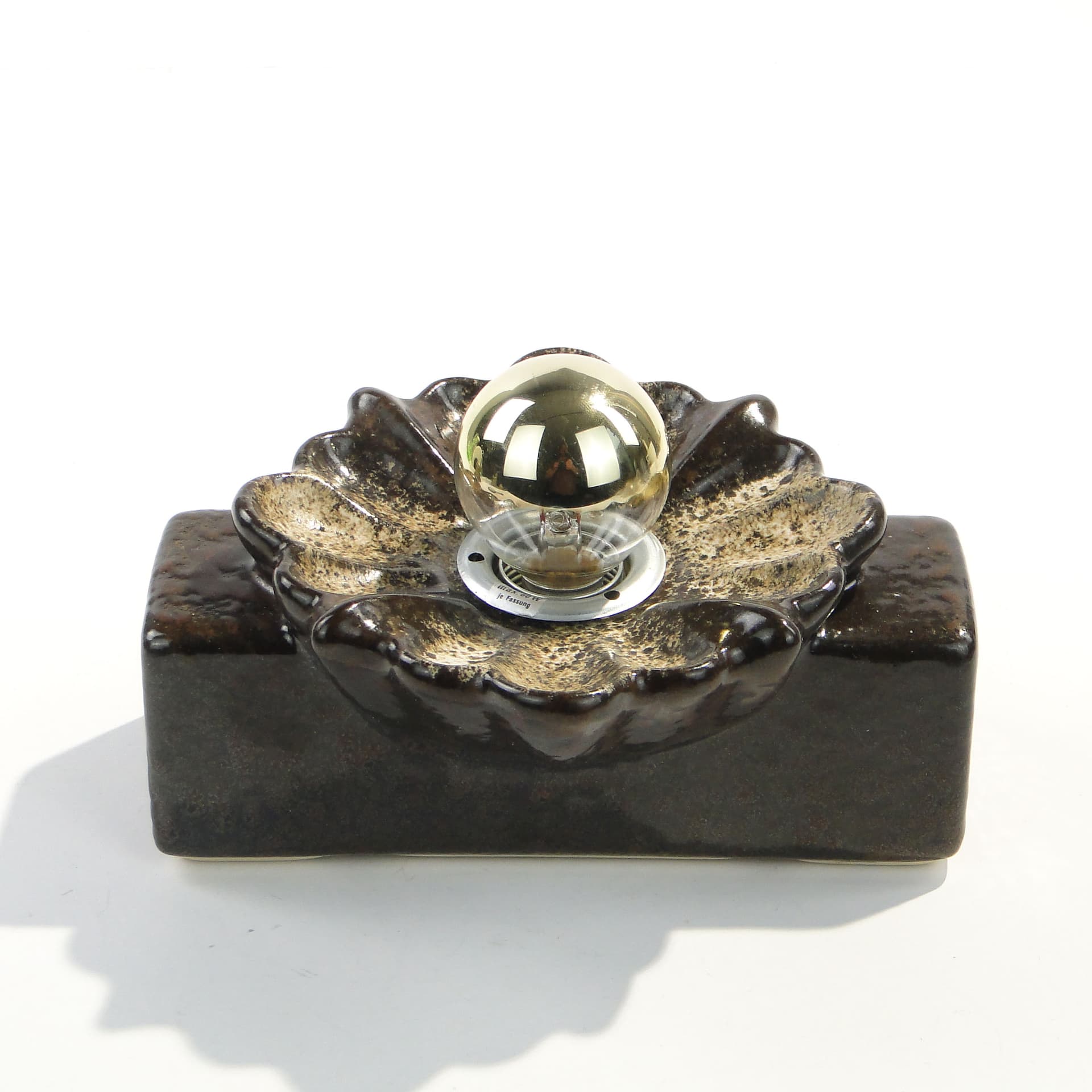 Wall sconce PAN, dark brown ceramic, gold metal, Germany, 1970s. - 1514