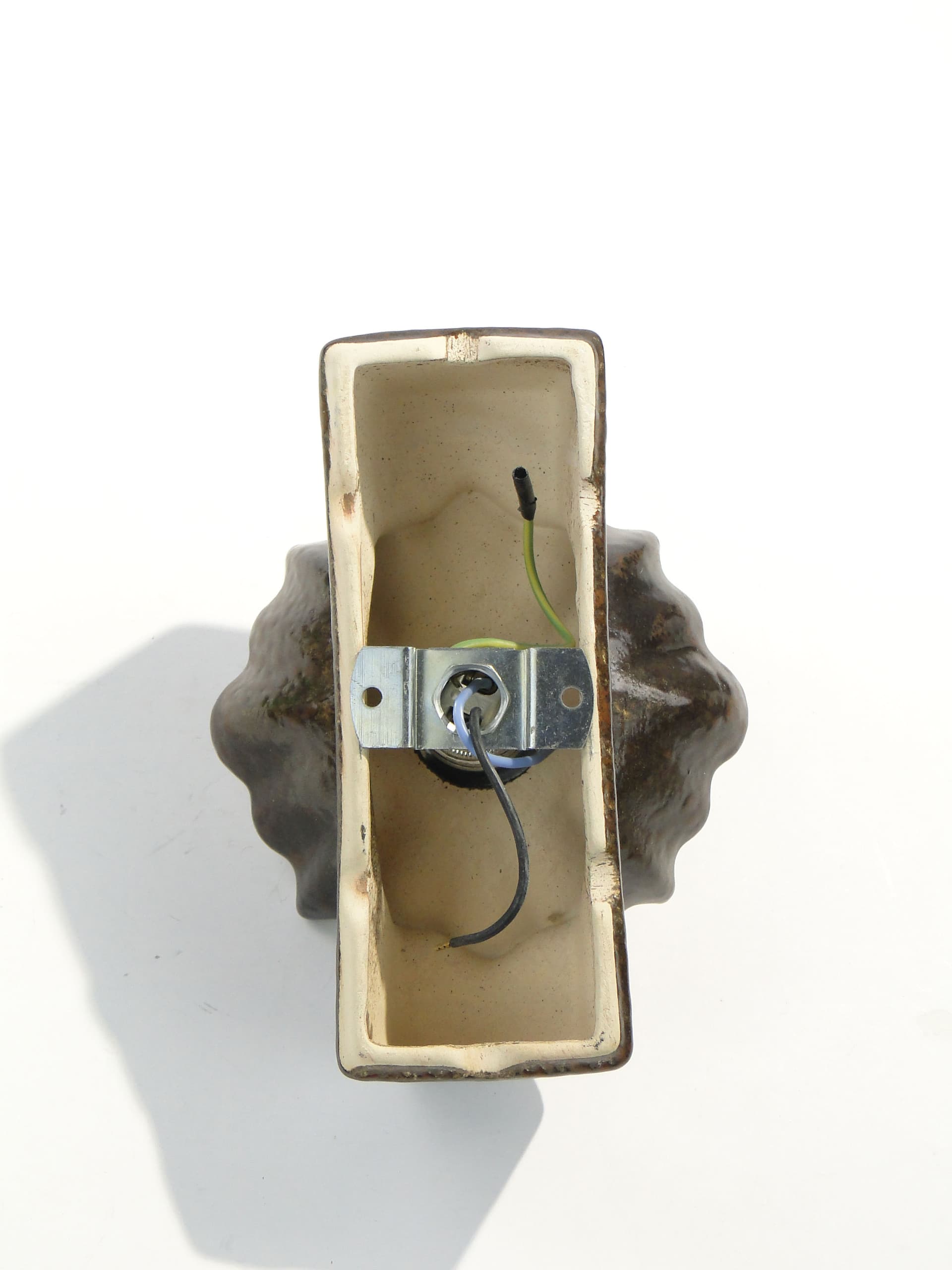 Wall sconce PAN, dark brown ceramic, gold metal, Germany, 1970s. - 1517