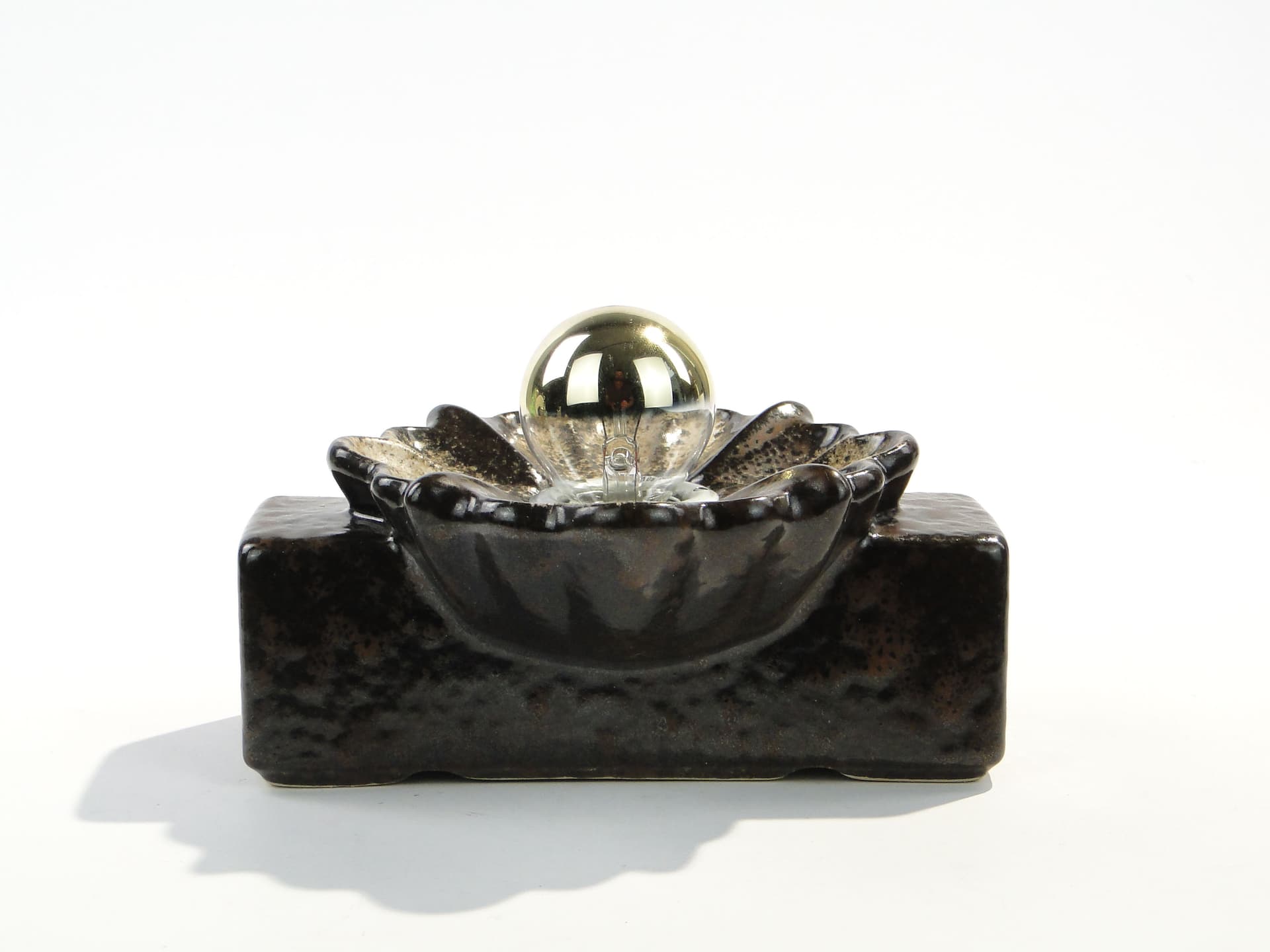 Wall sconce PAN, dark brown ceramic, gold metal, Germany, 1970s. - 1516