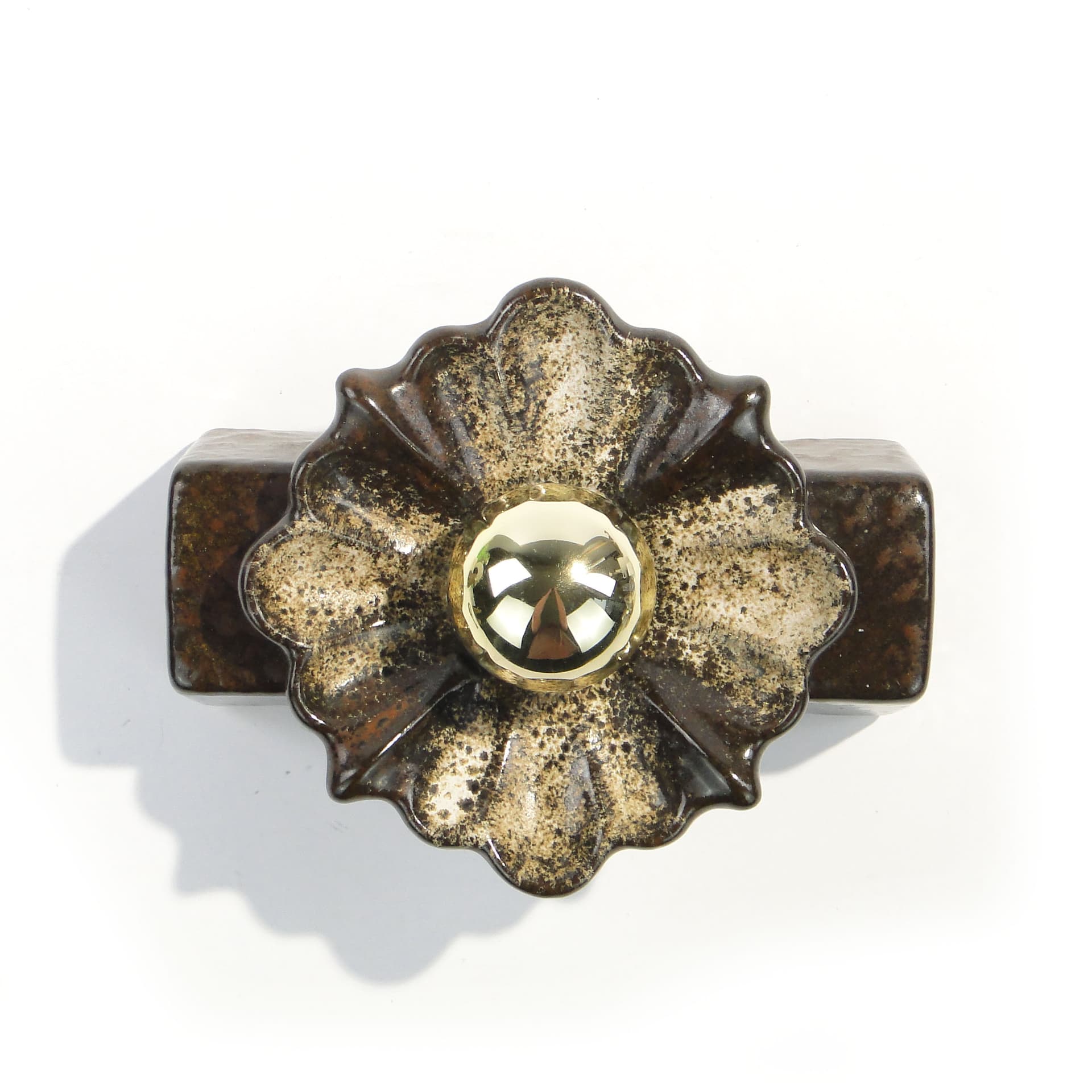 Wall sconce PAN, dark brown ceramic, gold metal, Germany, 1970s. - 1518