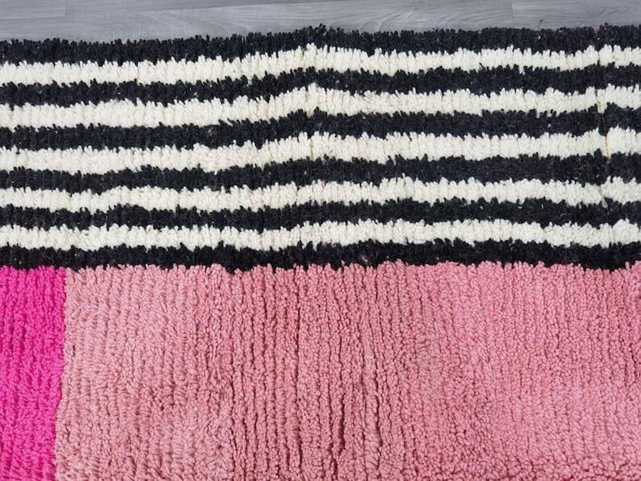 Handmade rug 150x250 cm, wool, pink, black, ivory, Morocco - 208614