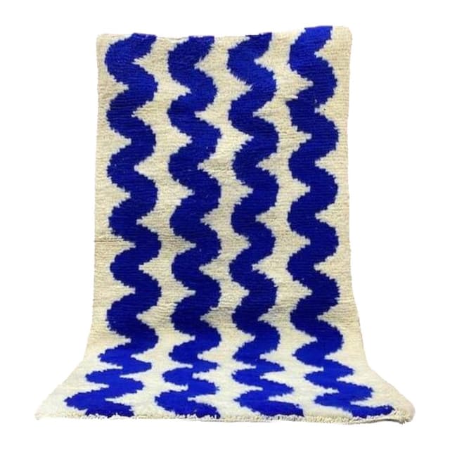 Ręcznie tkany dywan 200x300 cm, wełna, niebieski, Maroko - WYMIARY