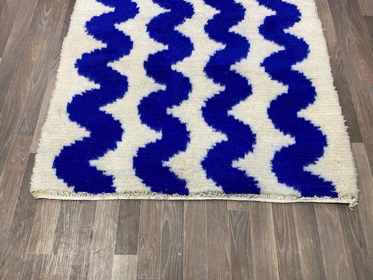 Ręcznie tkany dywan 200x300 cm, wełna, niebieski, Maroko - 209414
