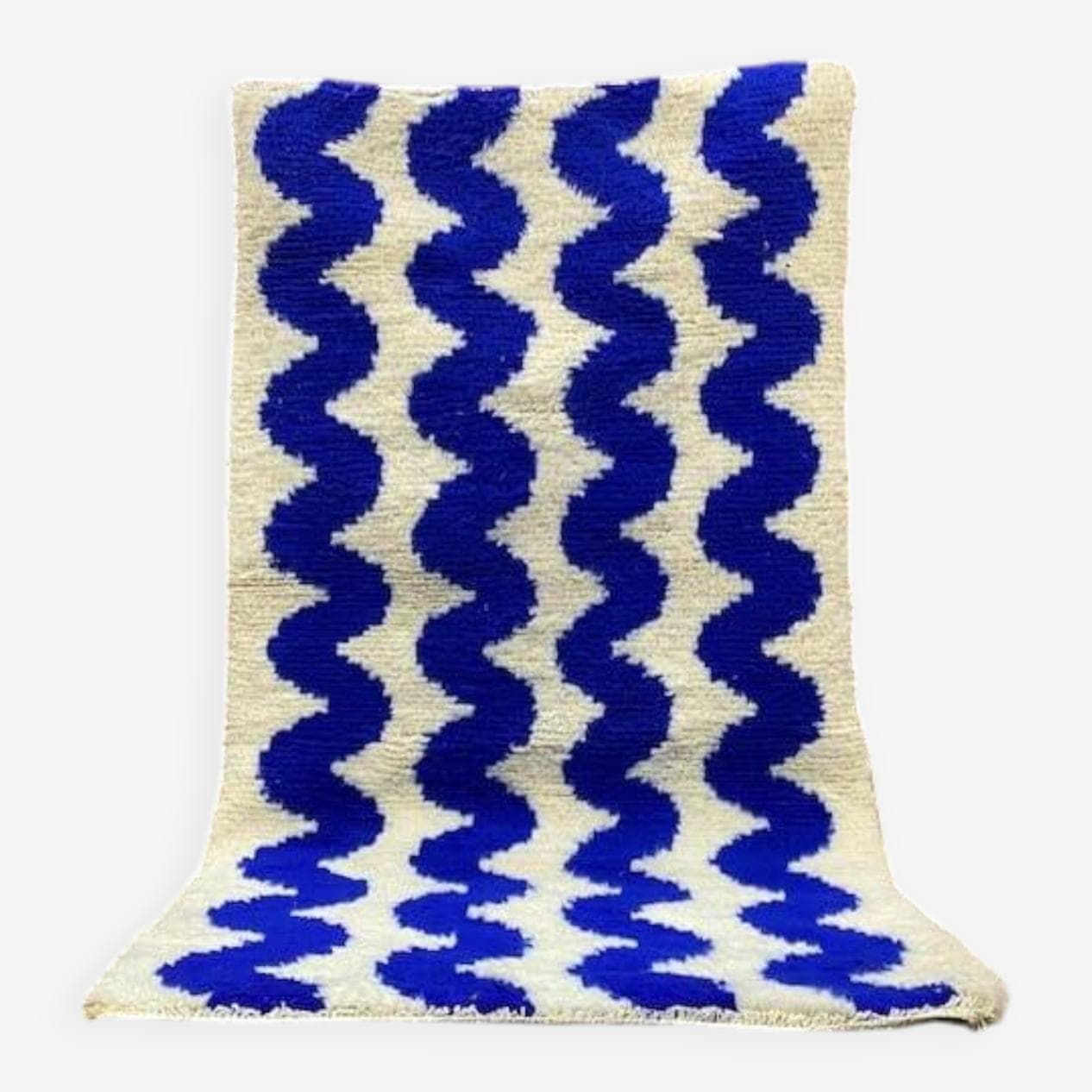 Ręcznie tkany dywan 200x300 cm, wełna, niebieski, Maroko - 209408