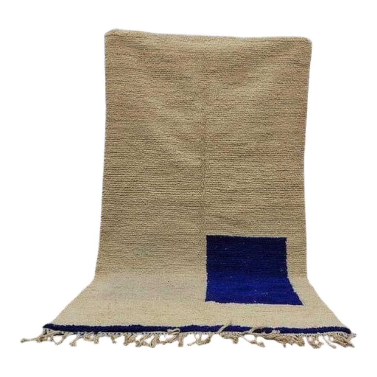 Handwoven rug 200x300 cm, wool, white, blue, Morocco