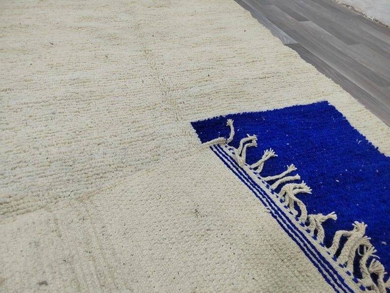 Handwoven rug 200x300 cm, wool, white, blue, Morocco - 209386