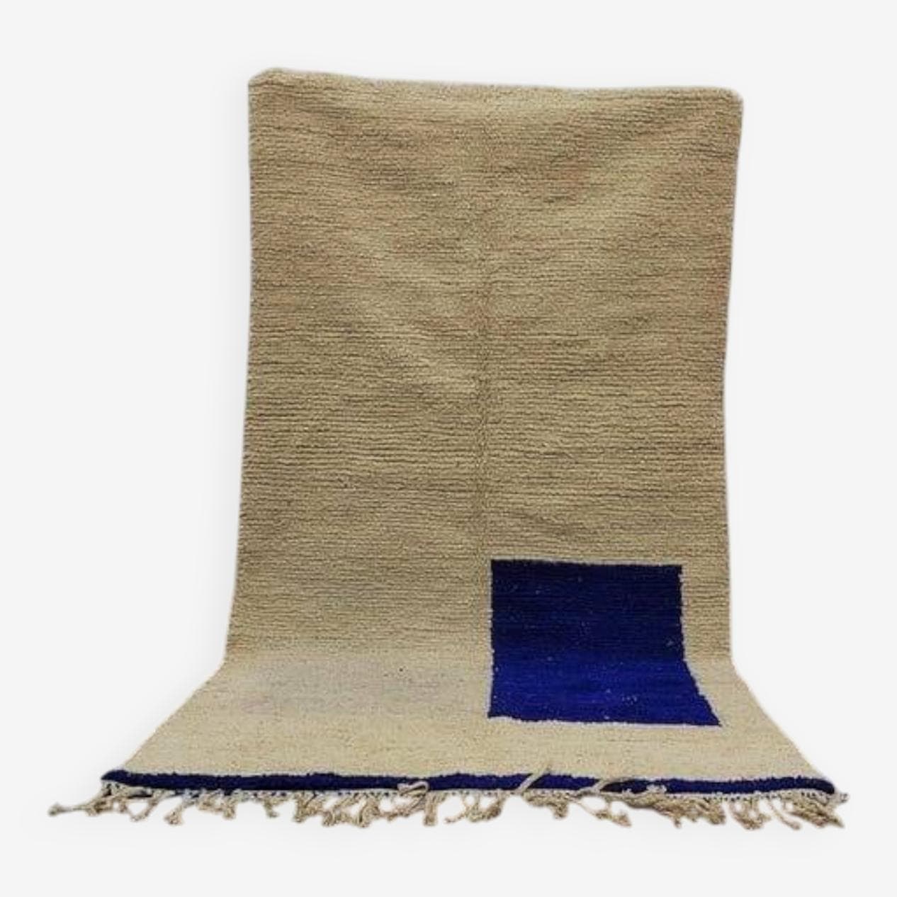 Handwoven rug 200x300 cm, wool, white, blue, Morocco - 209382