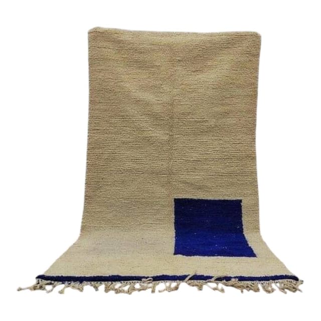Handwoven rug 150x250 cm, wool, ivory, blue, Morocco - DIMENSION