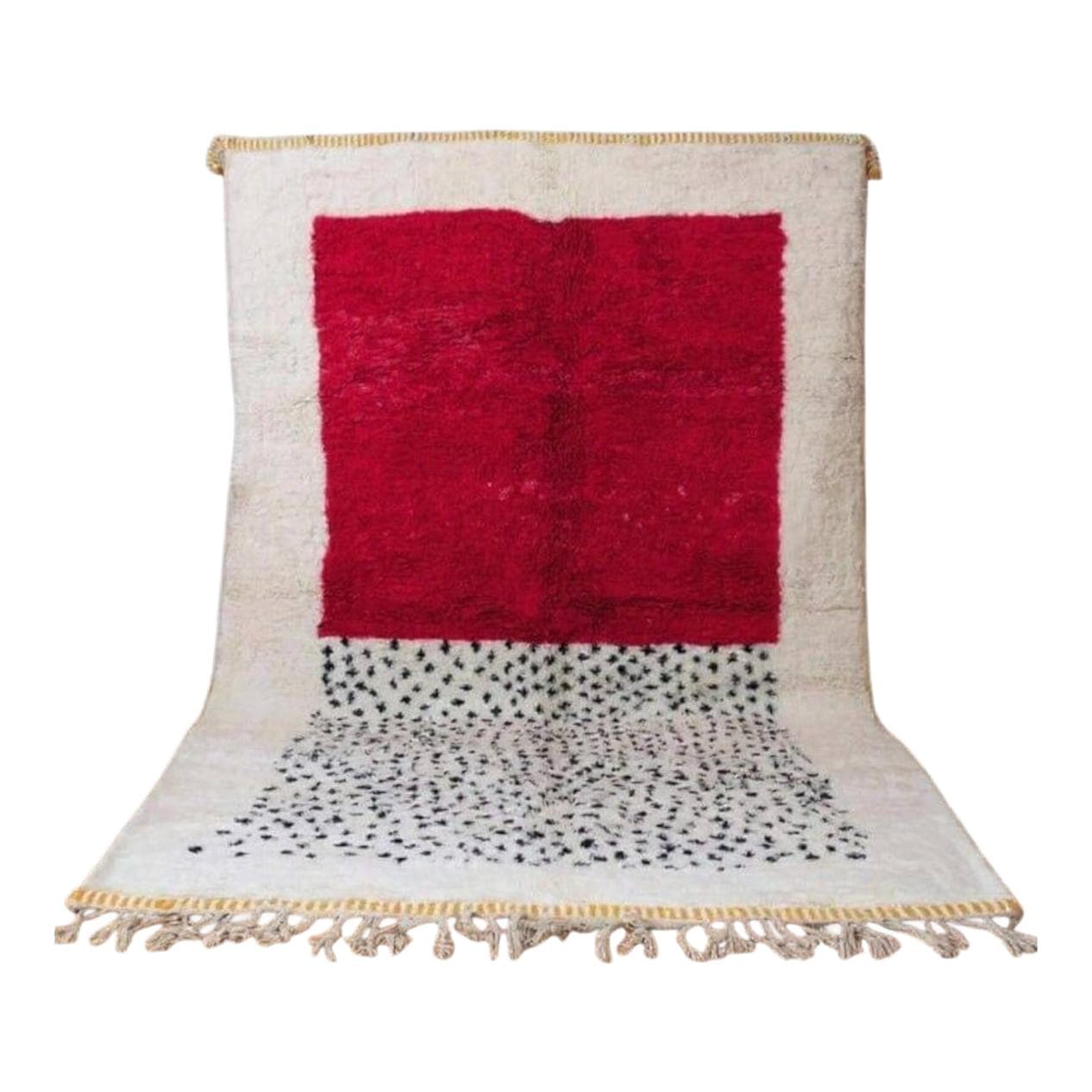 Handmade rug 150x250 cm, wool, red, cream, black, yellow, Morocco