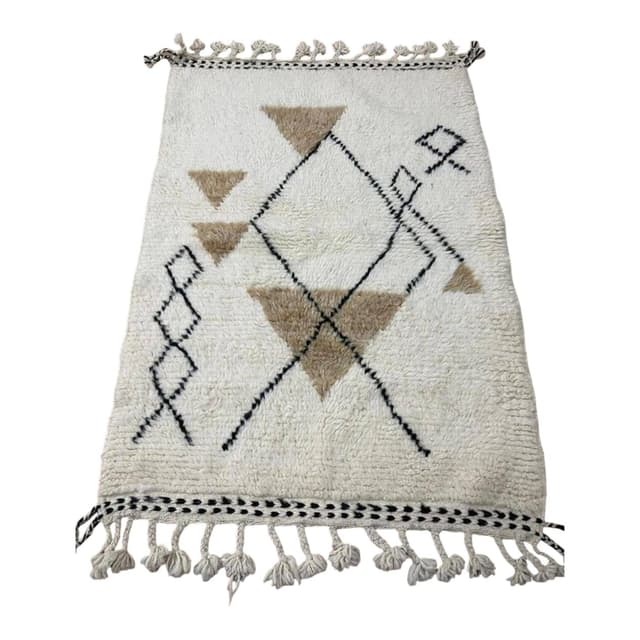 Ręcznie tkany dywan 150x250 cm, wełna, beżowy, czarny, Maroko - WYMIARY