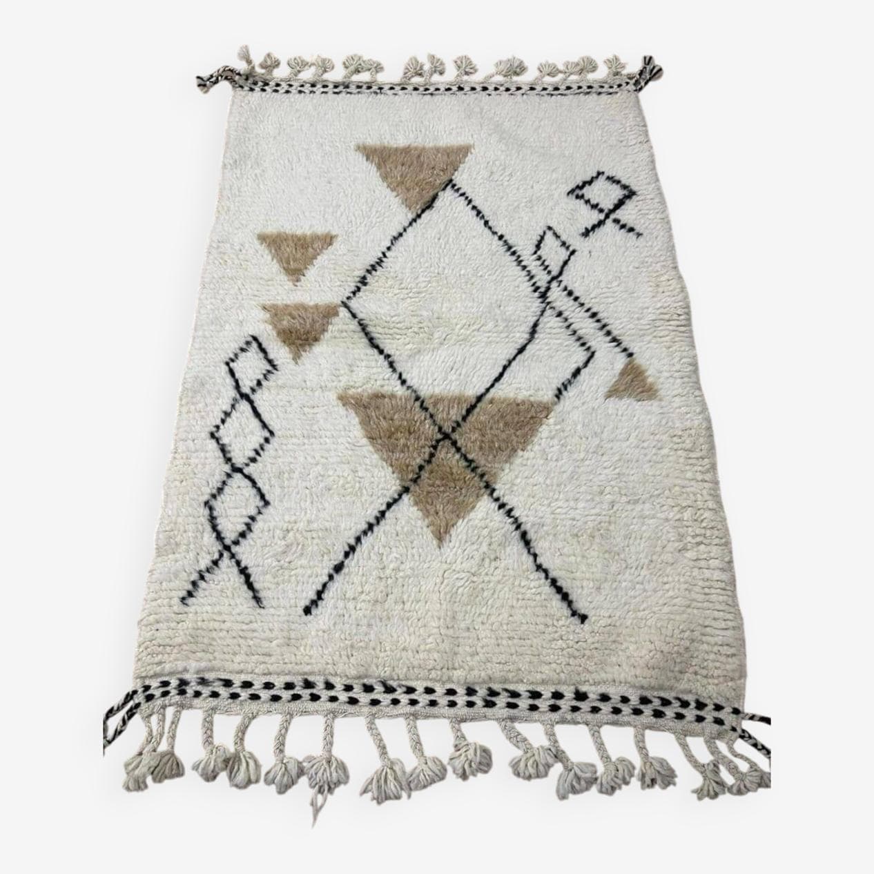 Ręcznie tkany dywan 150x250 cm, wełna, beżowy, czarny, Maroko - 209305