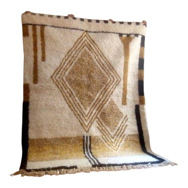 Hand-woven rug 150x250 cm, wool, beige, brown, Morocco - DIMENSION