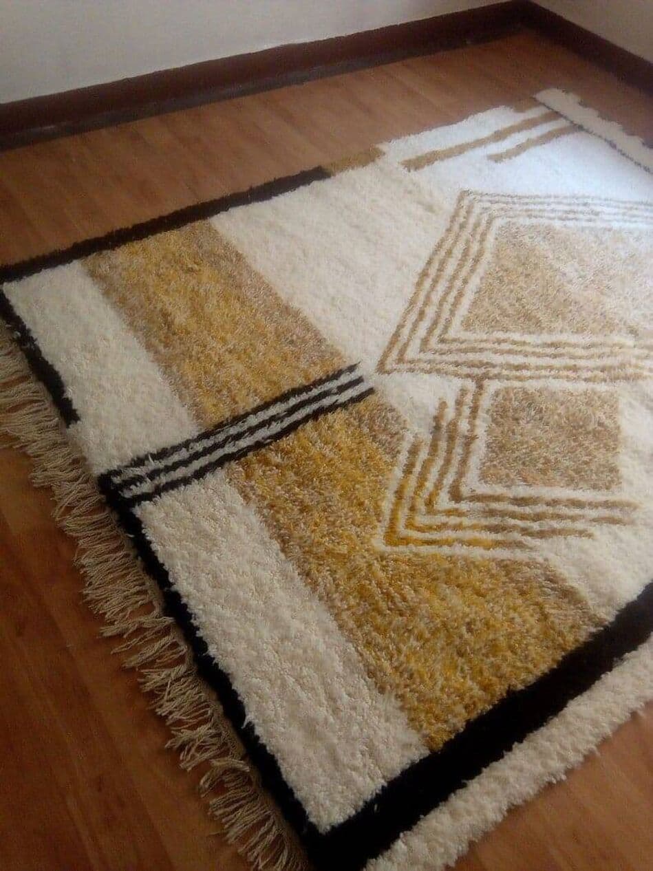 Hand-woven rug 150x250 cm, wool, beige, brown, Morocco - 209301