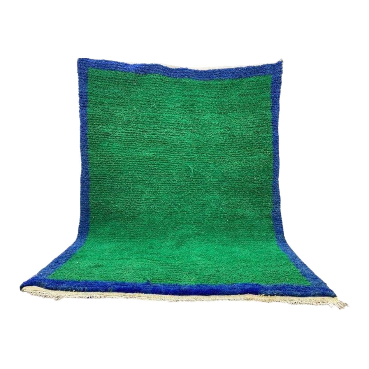 Handwoven rug 200x300 cm, wool, green, blue, Morocco