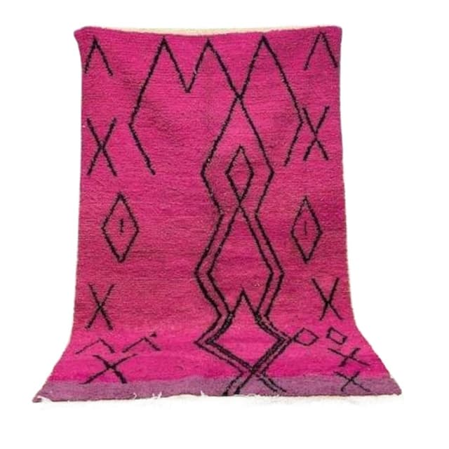 Handwoven rug 150x250 cm, wool, pink, Morocco - DIMENSION