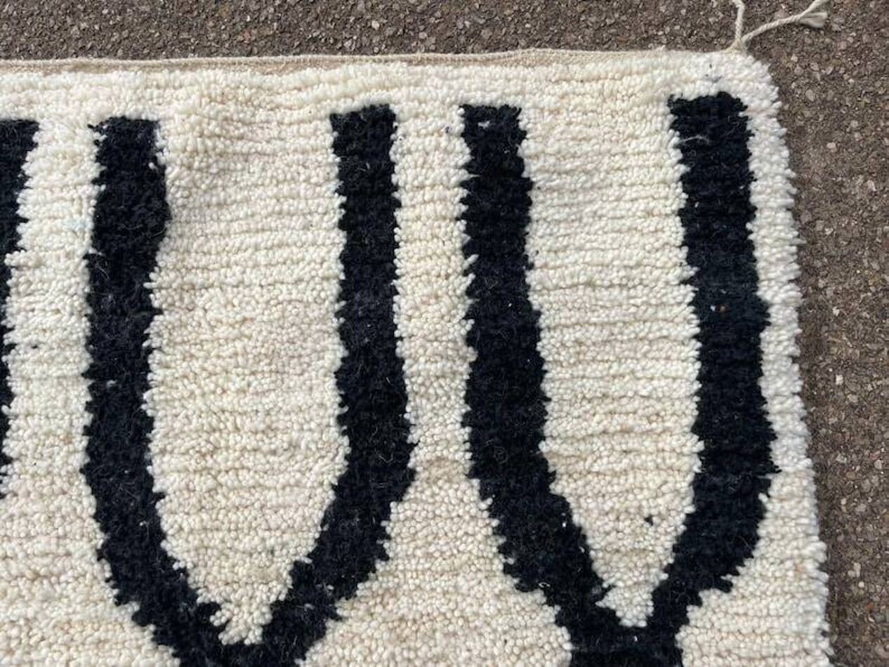 Ręcznie tkany dywan 150x250 cm, wełna, czarny, biały, Maroko - 210059