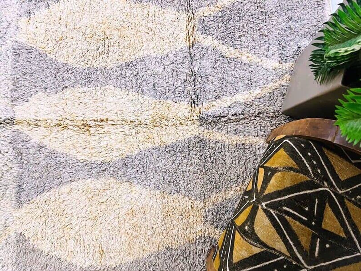 Ręcznie tkany dywan 150x250 cm, wełna, szary, beżowy, Maroko - 210039