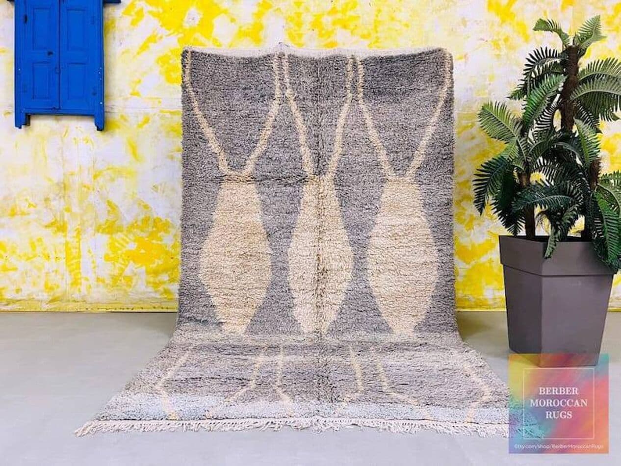 Ręcznie tkany dywan 150x250 cm, wełna, szary, beżowy, Maroko - 210034