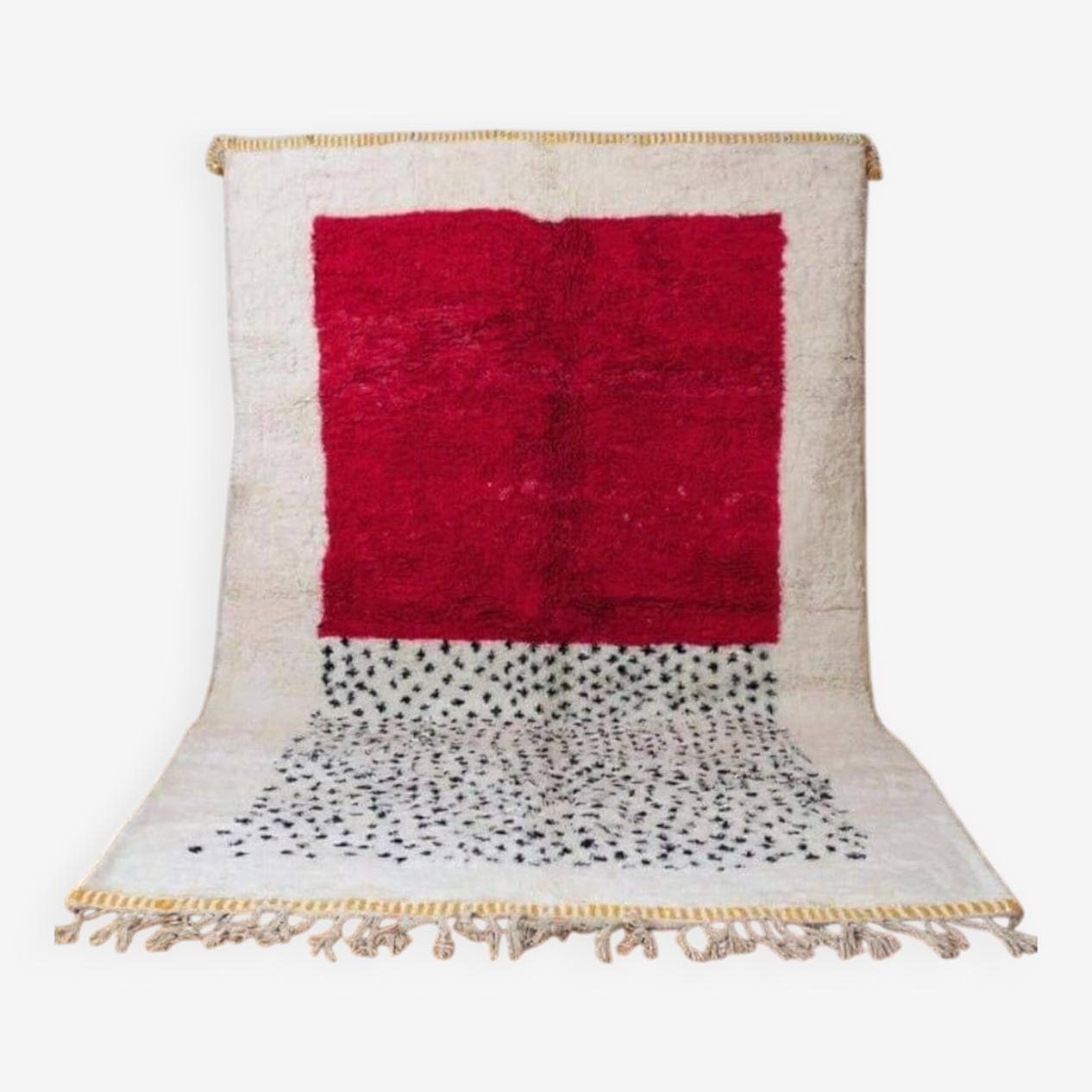 Handwoven rug 200x300 cm, wool, red, Morocco - 210027