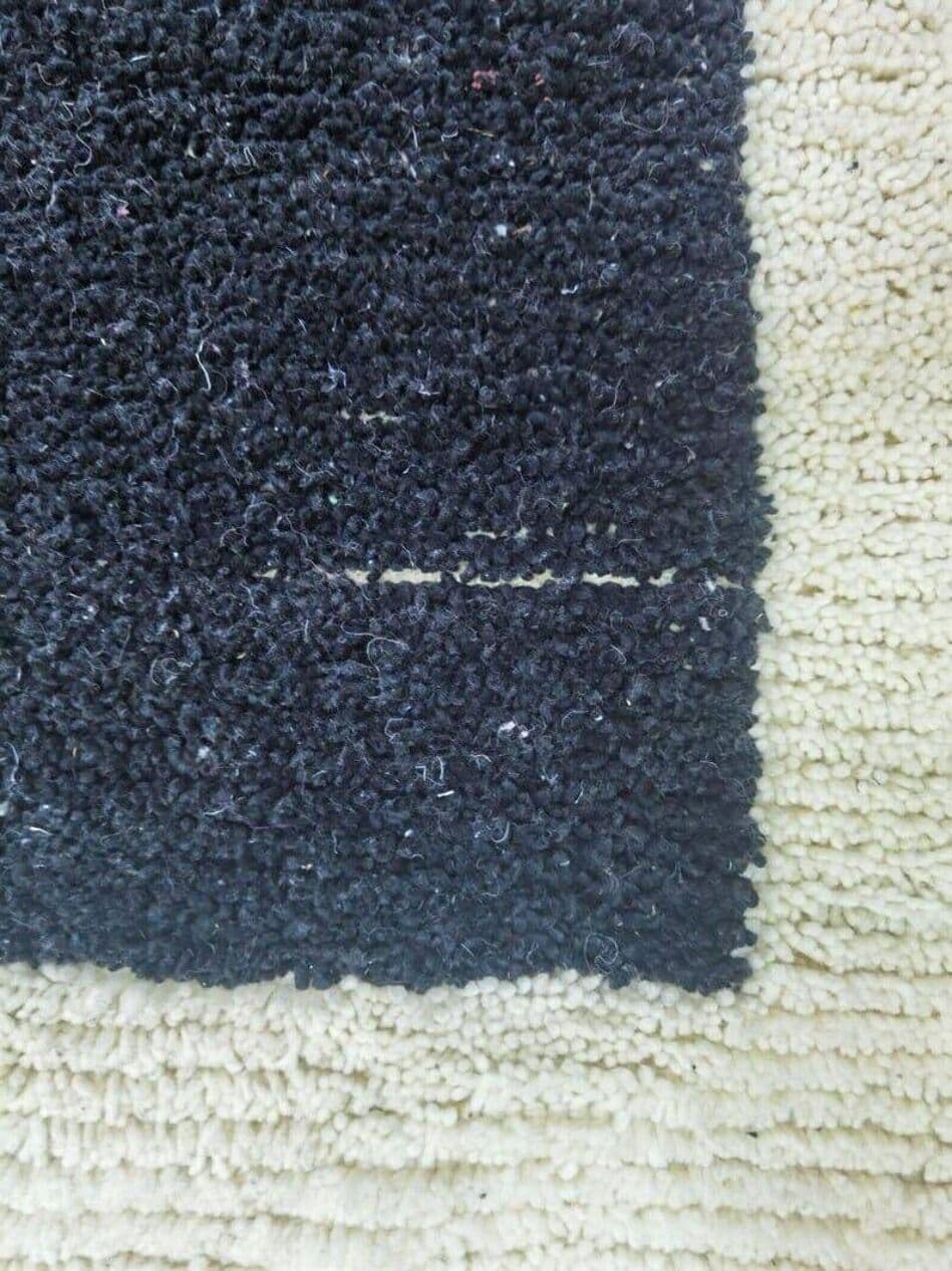 Handwoven rug 100x200 cm, wool, white, black, Morocco - 210011