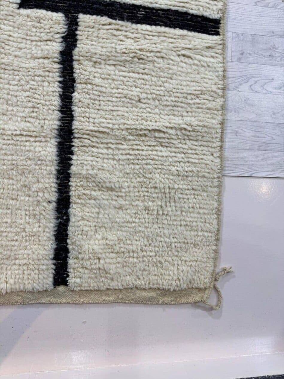 Handwoven rug 100x200 cm, wool, white, black, Morocco - 210012