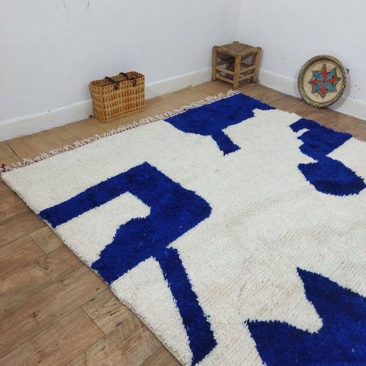 Ręcznie tkany dywan 200x300 cm, wełna, niebieski, Maroko - 209969