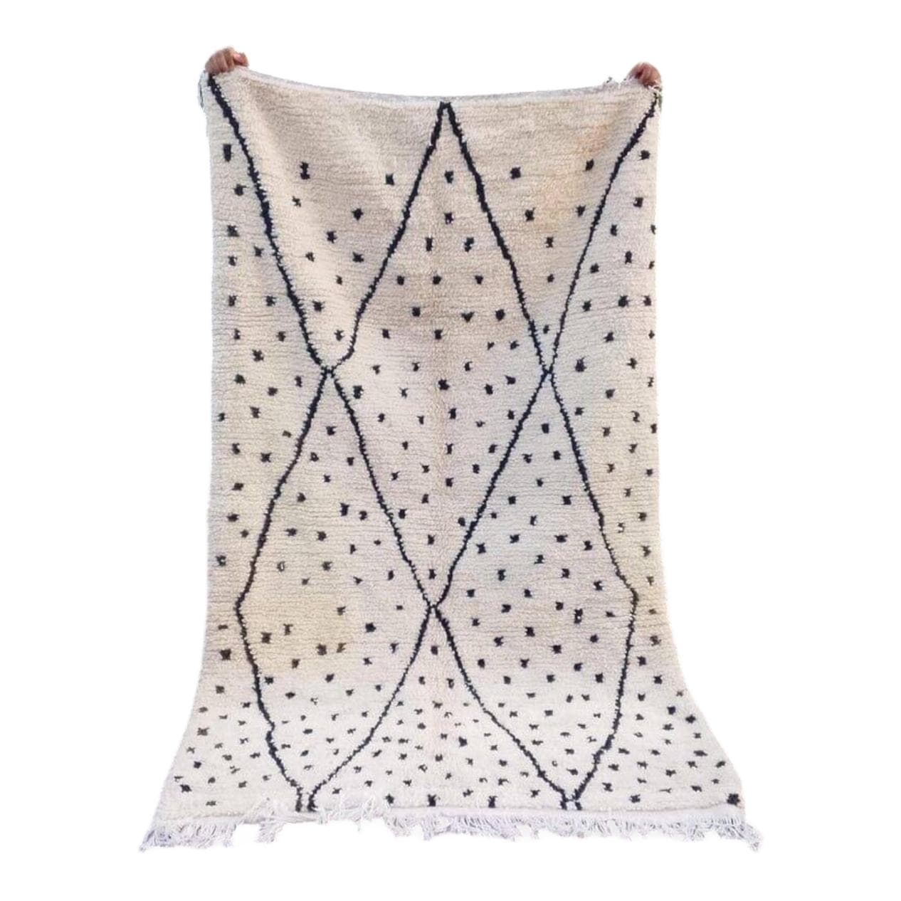 Handwoven rug 150x250 cm, wool, white, Morocco