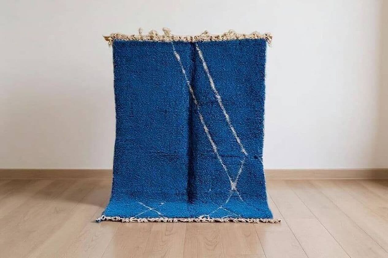 Handwoven rug 200x300 cm, wool, blue, Morocco - 209848