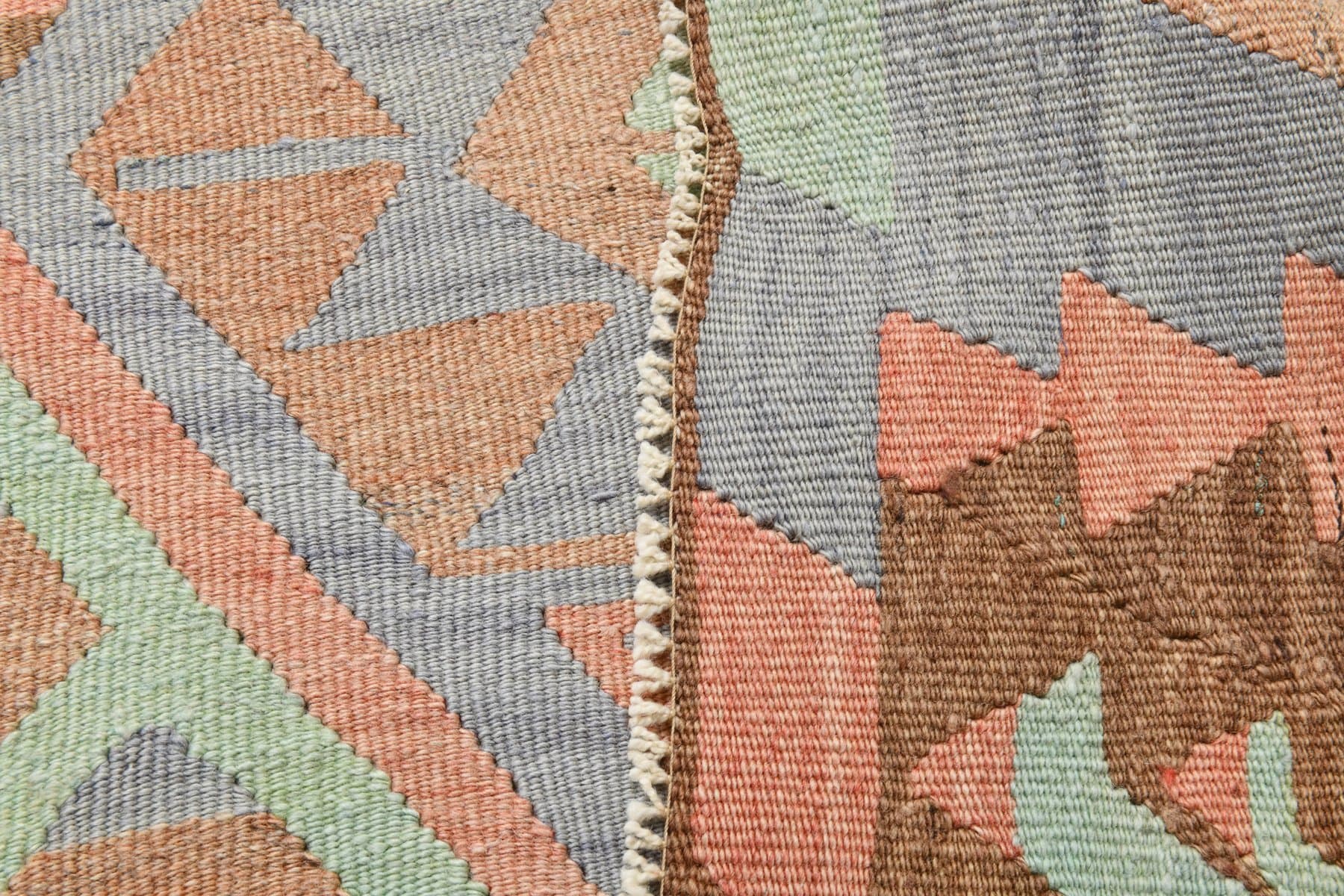 Kilim 168x313 cm, lawendowy, brązowy, wełna, Turcja, lata 70. - 210200