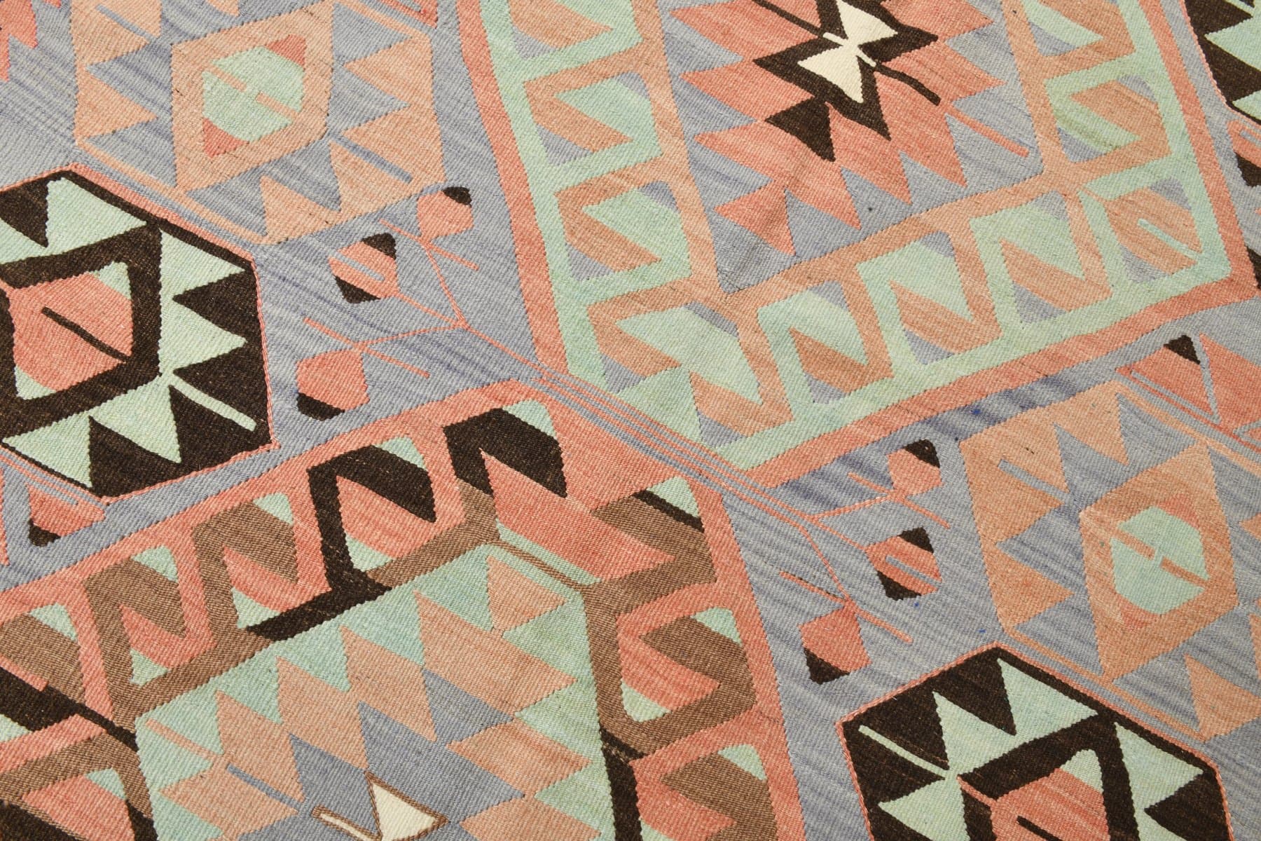 Kilim 168x313 cm, lawendowy, brązowy, wełna, Turcja, lata 70. - 210203