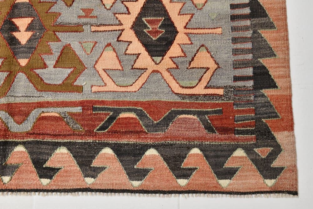 Kilim 292x160 cm, czerwony, brązowy, wełna, lata 70. - 210187