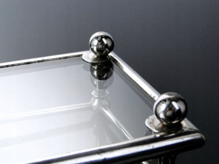 Taca Art Deco, szkło, mosiądz platerowany srebrny, Polska, lata 20. - 210213