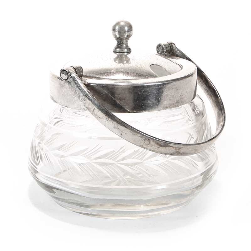 Cukiernica art déco, szkło transparentne, Szwecja, lata 30. - 210218