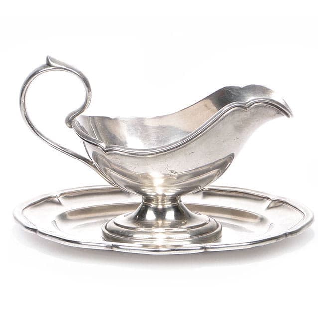 Sauce boat Art Deco, silver metal, Krupp Berndorf, Germany, 1920s. - DIMENSION
